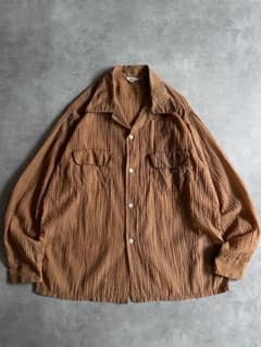 p*e様 50s SWEET ナイロン シアサッカーシャツ ブラウン フラップポ p*e様 50s SWEET ナイロン シアサッカーシャツ ブラウン フラップポ