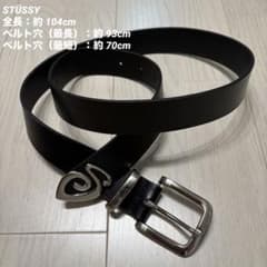 1回使用 STUSSY Metal S Tip Belt レザーベルト 黒 - メルカリ