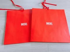 DIESEL 赤 ショッピングバッグ 2枚セット - メルカリ