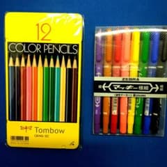 Tombow 色鉛筆12色 & ZEBRA マッキー極細8色セットのサムネイル