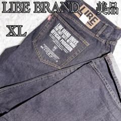美品 LIBE デニムパンツ XL 濃紺 ビッグロゴ ワイド ストリート - メルカリ