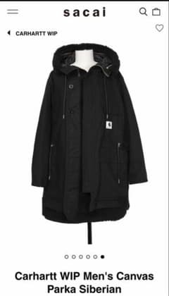 sacai×Carhartt 23AWシベリアンコート ブラック サイズ2 sacai×Carhartt 23AWシベリアンコート ブラック サイズ2 - メルカリ