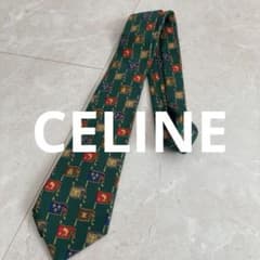 CELINE シルク ネクタイ 旗柄 グリーンのサムネイル
