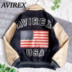 当時物 オールド AVIREX アーチロゴ 国旗 レザージャケット スタジャン 