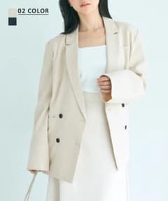 ベースメイト　リネン　ジャケット　オフィス オーバーサイズ