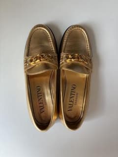 新品同様！！定価15万 VALENTINO ヴァレンティノ ローファー ゴールド 