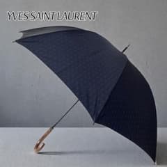 未使用保管品 イブサンローラン YSL 総柄 紳士 雨傘 ネイビー オーロラ