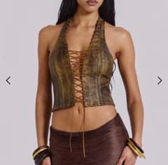 JADED LONDON brown corset top アップキャミソール - メルカリ