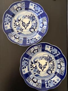 深川製磁　VOC　染付　芙蓉手　皿　プレート　美品　2枚セット　 宮内庁御用達 深川製磁 VOC 染付 芙蓉手 皿 プレート 美品 2枚セット 宮内庁御用達