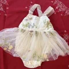 チュールロンパース　花柄刺繍のサムネイル