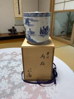 染付唐子画 平水指 平安秀峰造 茶道具 共箱 平安秀峰造 染付 水指 共箱入り 茶道具 - メルカリ