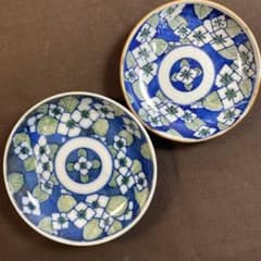 大正　骨董　印判　紫陽花　小皿5枚組　雅姫　ハグオーワー 1529 紫陽花図 印判 小皿 2枚セット 紫陽花 あじさい 花 アンティーク