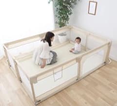 kerätäケラッタ メッシュベビーサークル 200×140 ワイド ベージュのサムネイル