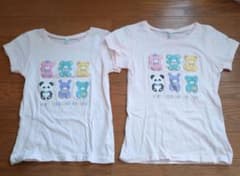 姉妹お揃いに！クマのイラスト Tシャツ 110cm120cmのサムネイル