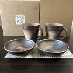 【新品未使用品】備前焼 金彩 特大ジョッキと小鉢 ペアセット 安藤嘉規作のサムネイル