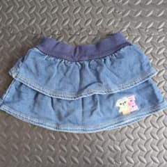 アースマジック デニムスカート 110cm マフィーちゃんワッペン 