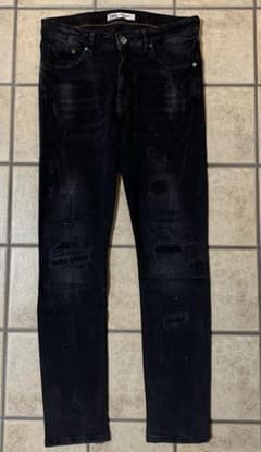 ZARA BLK ダメージスキニーデニム 30のサムネイル