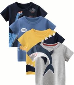 恐竜 サメ柄 キッズ 半袖Tシャツ 100cm 4枚セットのサムネイル
