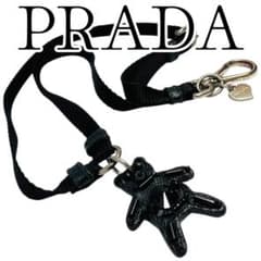 【美品】PRADA ペアトリック 熊 ベア ストラップ ビジュー ブラック 黒 美品】PRADA ペアトリック 熊 ベア ストラップ ビジュー ブラック 黒