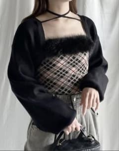 NOMAE ボレロセットファーチェックトップスのサムネイル