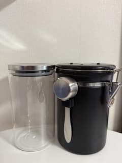 コーヒーキャニスター 2個セット 保存容器 ステンレス ガラスのサムネイル