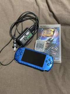 [동작 확인 완료] PSP3000 본체 블루 충전기 부착 메모리 스틱 포함