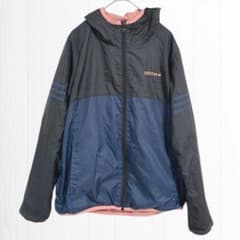 t3570【アディダス】ウィンドブレーカー ジャージ ナイロンブルゾン 黒紺 L