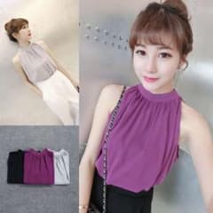 シフォン　トップス レディース 春夏　フェミニン　ノースリーブのサムネイル