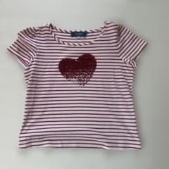 M S GRACY 美品 ハートスパンコールストライプ Tシャツ 38のサムネイル