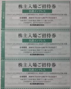 名鉄 株主優待 リトルワールド 招待券 3枚 2027年7月期限 -Y - 2