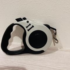 犬用伸縮リード 自動巻き取り式 ブラック＆ホワイトのサムネイル