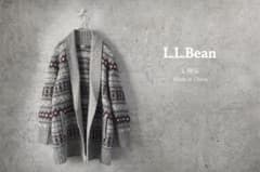 L.L.Bean ノルディック柄 ウール混ロングカーディガン L ガウン - メルカリ