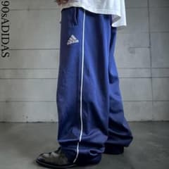 極太 90s00s OLD adidas バギートラックパンツ ネイビー Y2K - メルカリ