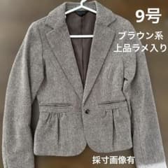 【9号】お値下げ！ウール混テーラードジャケット ブラウン系　左右ポケットのサムネイル