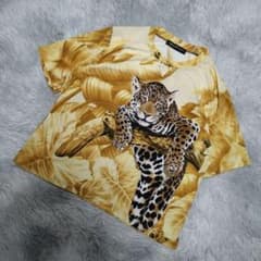 00s Y2K ギャル アニマル柄 Tシャツ カットソー クロップド ヒョウ 豹