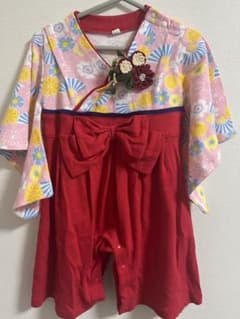 花柄袴ロンパース 80cm 花飾り付きのサムネイル