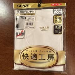 GUNZE 快適工房 半袖釦付シャツ Lサイズ ホワイト