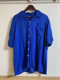90s ラルフローレン　ポニー無　シルク リネン混合シャツのサムネイル