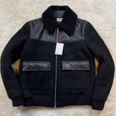 未使用/希少XL/極暖 バリー BALLY ムートン レザージャケット 52 黒