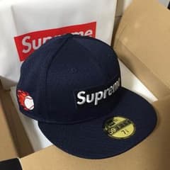 supreme  box logo キャップ  7 3/8  ネイビーのサムネイル