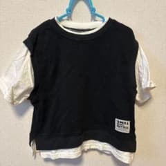 レイヤード風 Tシャツ ブラック ホワイトのサムネイル