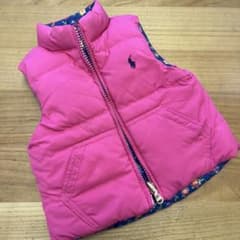 Ralph Lauren リバーシブルダウンベスト ピンク×ネイビー花柄7080のサムネイル