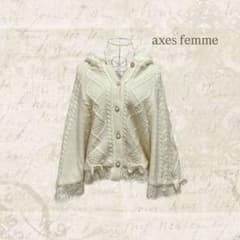 axes femme リボン レース フード ニット ポンチョ ケープ アウターのサムネイル