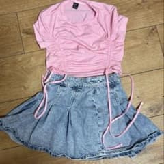 GAP キッズ L デニムスカート フレア ミニスカート 女の子のサムネイル