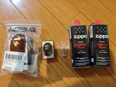 BAPE ZIPPOライター 本体と燃料2本 フリント セット 箱付きのサムネイル