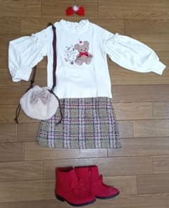 【姫様専用】130～140㎝相当美品2点☆メゾビアノカットソー+チェックスカートのサムネイル