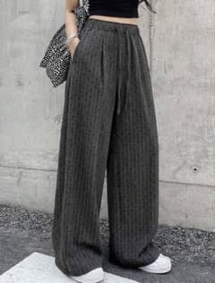 Dazy ストライプ ワイドパンツ グレーのサムネイル