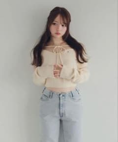 ANDMARY Nicole ribbon topsオフショルダーリブニットのサムネイル