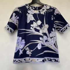 値下げLEONARDレオナール 半袖 花柄 コットン　Mサイズ　紺色 m22873216612_1.jpg?1749791260