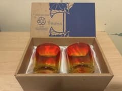 【新品】手吹きガラス ペアグラス 赤・黄 グラデーションのサムネイル